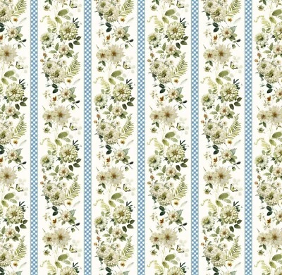 Impresiones Wilmington - Campos Verdes - Rayas de Borde Repetitivas Multi, Tela Por POR Foto 1 de 4