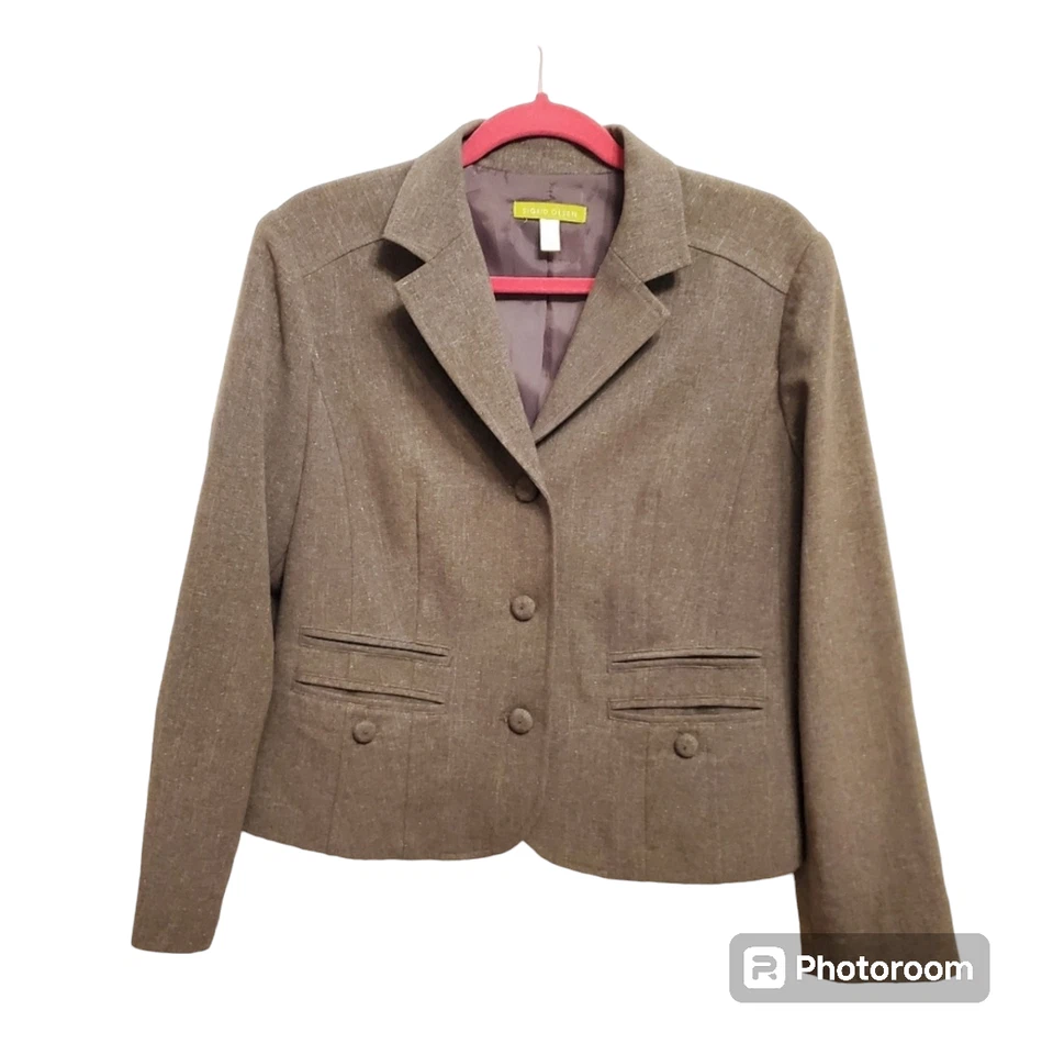Sigrid Olsen Women Brown Jacket with gold thread casual or work 8P - Image 1 of 4