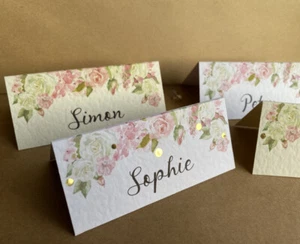 6x Nombre Personalizado TARJETAS DE LUGAR Rosa Rosas Corona Mesa Set Boda Decoración - Imagen 1 de 12