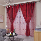 1 Panel Butterfly Embroidery Blackout Curtain Satin Double Layer Sheer Cute Home