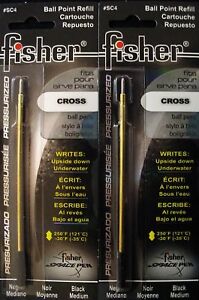 2 PACK Black Med Point Ballpoint Pen Refills for CROSS Pens by Fisher Space Pen
