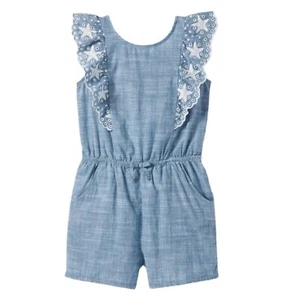 Girls Chambray Denim Romper Sz L 10/12 - Cat & Jack Sleeveless One-Piece Outfit. - Picture 1 of 6