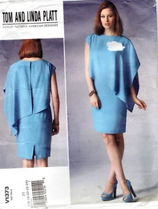 VOGUE 1373 MISSES DESIGNER DRESS w BUILT IN CAPELET EASY SEW Sz 16 - 24 *UNCUT* - Picture 1 of 5