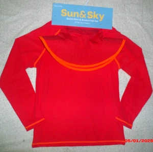 GIRL'S SUN & SKY PINK LONG SLEEVE SWIM SHIRT AND HAT~SIZE YOUTH MEDIUM~10/12~NWT - Picture 1 of 3