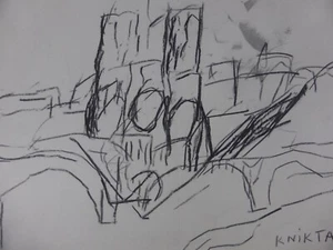 NIKITA KNIKTA Expressionism Original Drawing Landscape Cityscape (402) - Picture 1 of 3