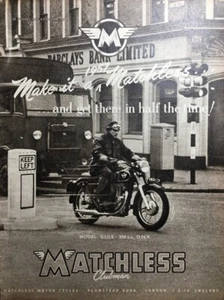 MATCHLESS CLUBMAN G3/LS 350cc 1956 ORIGINAL B/W ADVERTISEMENT 26cm x 20cm - Picture 1 of 4