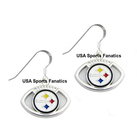 Pittsburgh Steelers Football Team Logo Earrings 925 Sterling Silver Ear Hooks Cover