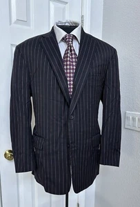 Mint Holland&Sherry Savile Row London Men Black With Pink Stripes Suit 42 R - Picture 1 of 11