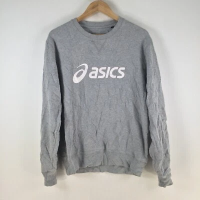 Asics mens sweatshirt jumper size L grey long sleeve crew neck cotton 107184 - image 1 of 4
