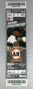 Barry Bonds 700 jonrones Portaboletos de Temporada Juego Boleto de Boletos 9-17-04 GIGANTES DE CIENCIA FICCIÓN - Imagen 1 de 2