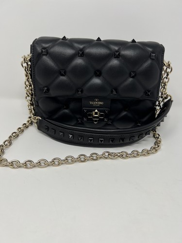 Borsa a mano VALENTINO Garavani piccola borchie rock nera a tracolla in pelle