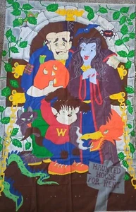 Tapiz de monstruo embrujado panel de tela decoración de puertas vintage de Halloween brilla - Imagen 1 de 6