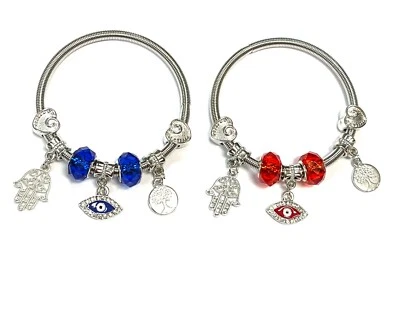 Pulsera Mal de Ojo Rojo y Azul Árbol de la Vida Hamsa Mal de Ojo y Corazón Juego de 2  Foto 1 de 3