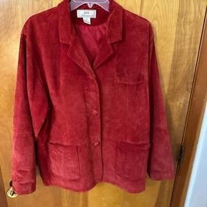 Vintage Lisa International Women's Suede Leather Jacket Red Size XL Lined Button - Picture 1 of 16