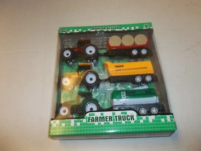 NIP Modern Design Farmer Trucks 3 W/ Trailers Toys Plastic - Image 1 of 3