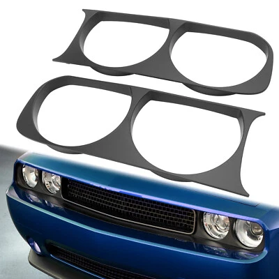 Par de embellecedores de bisel de faros para Dodge Challenger 2008-14 negro # 68051527AA Foto 1 de 4
