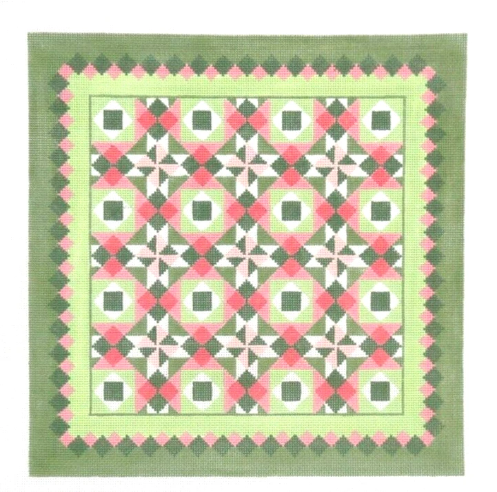 Susan Roberts Pinwheel Stars Quilt Handpainted Needlepoint Canvas 1632 - Image 1 of 1