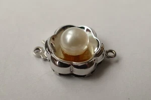 Kettenschließe für eine Perlenkette Weißgold 585 Vintage um 1970 - Bild 1 von 7