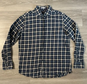 Good Man Brand Shirt Mens XL Blue Gray Plaid Button Up Cotton Long Sleeve Casual - Picture 1 of 10