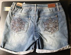 Hydraulic Ultra Luxe Soft Embellished Bermuda Shorts, Mid Rise Size 7/8 NEW - Picture 1 of 8