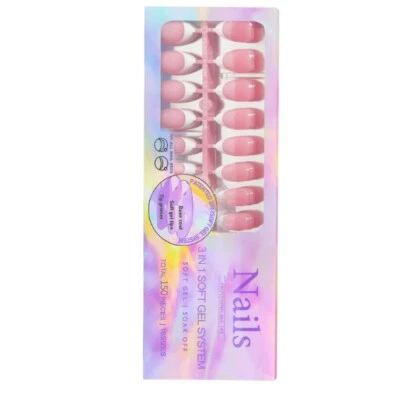 Soft Gel Nail Tips Press On Nails 3 in 1 X-Coat tips Pre-Colored Fake Nails - Image 1 of 4