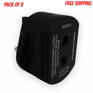 2-Pin To 3-Pin UK Shaver Adapter Plug Socket Converter EU European Euro Uk 2 PCS - Picture 1 of 1