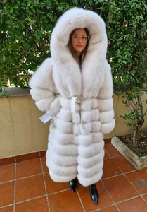 JACKET POLAR FOX FUR COAT FUCHS PELZMANTEL FOURRURE RENARD PELLICCIA VOLPE 狐皮 - Picture 1 of 9