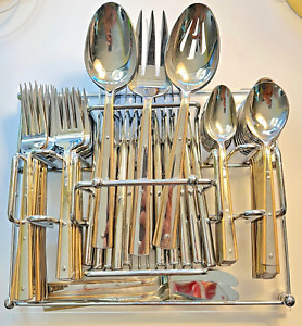 68 Pieces Reed & Barton Golden Trio Stainless Flatware ~ Service 12-Discontinued