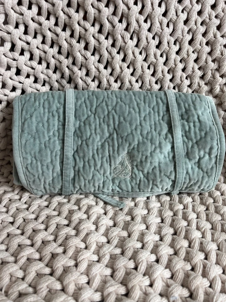 Pottery Barn Косметическая Свернутая Сумка Синий Бархат Стеганые Ювелирные Изделия с Монограммой "S" - Изображение 1 из 1