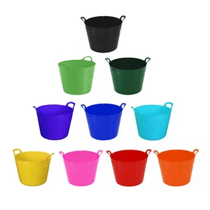 [Set of 12] 26L Flexi Tub Home Garden Flexible Storage Bucket Laundry Toy Trugs - Picture 1 of 109