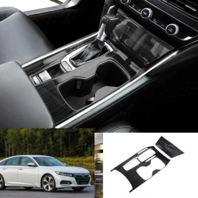 For Honda Accord 2018-2022 Black steel Gear Shift Panel & water Cup Holder Trim Foto 1 de 4