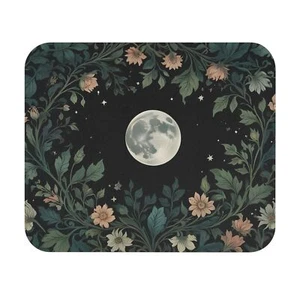 Moon Wildflowers Hippie Mouse Pad Office Small Rectangle Desk Computer Accessory - Picture 1 of 5