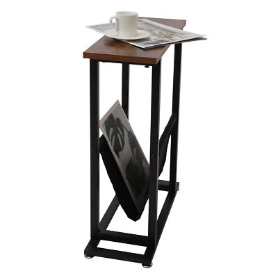 End Side Table with Magazine Holder Narrow Slim Sofa Table Bedroom Living Room - Image 1 of 4