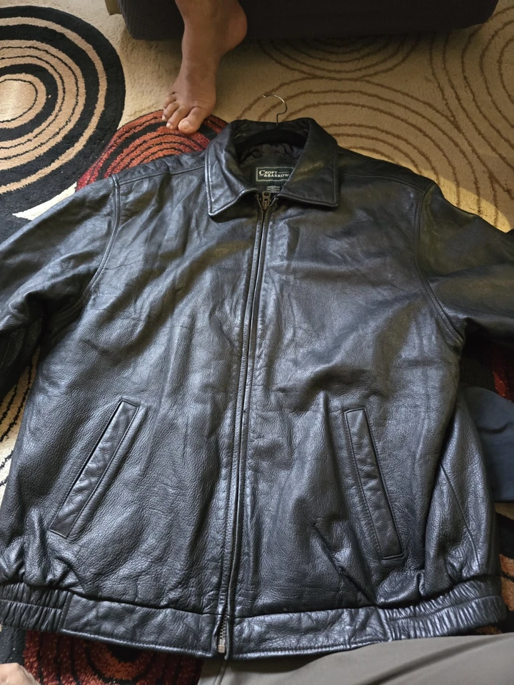 Croft & Barrow Chaqueta de Cuero Negra Cremallera Completa Hombre Grande Bombardero Acolchado Forrado Foto 1 de 4