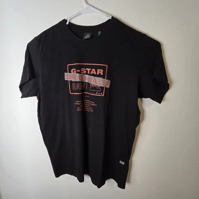 Camiseta manga corta G-Star RAW para hombre XL negra con logotipo gráfico cuello redondo Foto 1 de 4