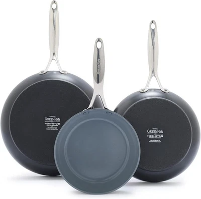 GreenPan Valencia Pro Hard Anodized Fry Pan Skillet Set 3 Piece Ceramic Nonstic - Image 1 of 4