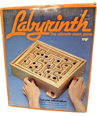 Vintage 1982 Spencer Gifts Labyrinth Wooden Maze Game Complete with Box Taiwan - Image 1 of 4
