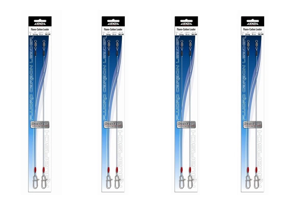 JENZI Fluoro Carbon Vorfach - 2 er Pack - 30 cm - 10 -15 -20 Kg Tragkraft