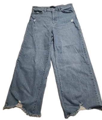 Pantalones de mezclilla Uniqlo tiro alto talla 29 pierna ancha relajada para mujer azul desgastado boho Foto 1 de 4