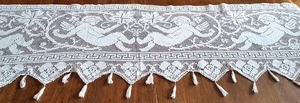 RIDEAU Brise bises en dentelles au filet à décors d'angelots - 170 cm x 42 cm - Imagen 1 de 5