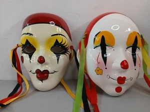 2X-  Vintage Ceramic Mardi Gras Masks New Orleans  - Picture 1 of 7