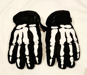 New Boys Black And White Skeleton Winter Snow Gloves - S/M - NWOT - Picture 1 of 2