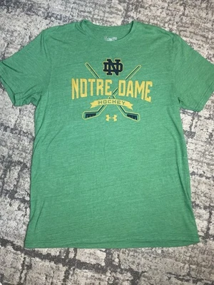 Camiseta de hockey Notre Dame Under Armour adulto grande nota verde dama camiseta de hockey AL Foto 1 de 4