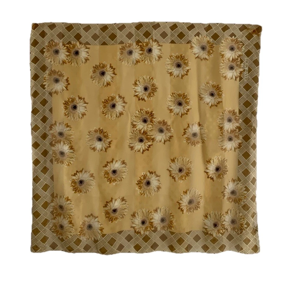 HANAE MORI Beige Floral Seda Mujer Bufanda 34"/35" BUEN ESTADO Foto 1 de 4
