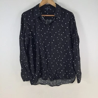 French Connection womens button up shirt size 10 black geometric long slv 118549 - Image 1 of 4