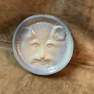 Jabonera vintage años 20 gres azul y blanco arte cerámica diseño cara gato - Imagen 1 de 7