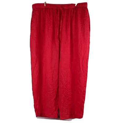 Orvis Pants Womens Large Wide Leg Ankle Length Red Pink Coral Beach Wear - Image 1 of 4