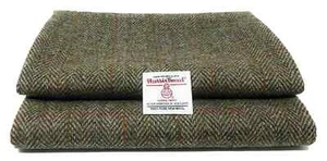 Harris Tweed Green Herringbone Fabric - 100% Pure Wool 1 Metre Plus - Picture 1 of 2