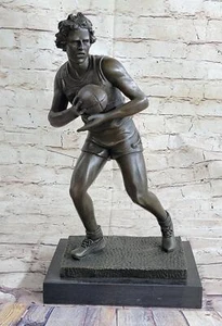 Rugby Football Player Athlete Bronze Statue Sculpture Trophy 15" x 8" - Picture 1 of 10