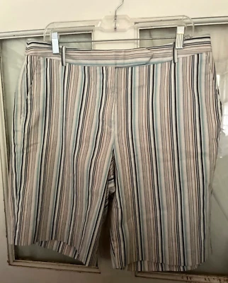 Bermudas de golf Liz para mujer talla 14 a rayas algodón mezcla elástica bolsillos preppy Foto 1 de 4
